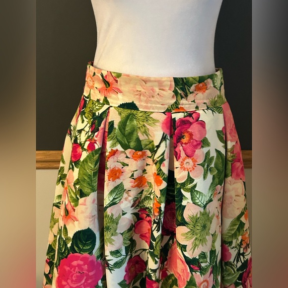 Eliza J Floral Print Faille Midi Skirt Size 8 - Picture 4 of 13